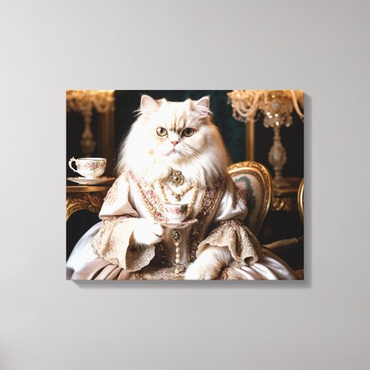 Regal Cat in Gown Canvas Afdruk (Voorkant)