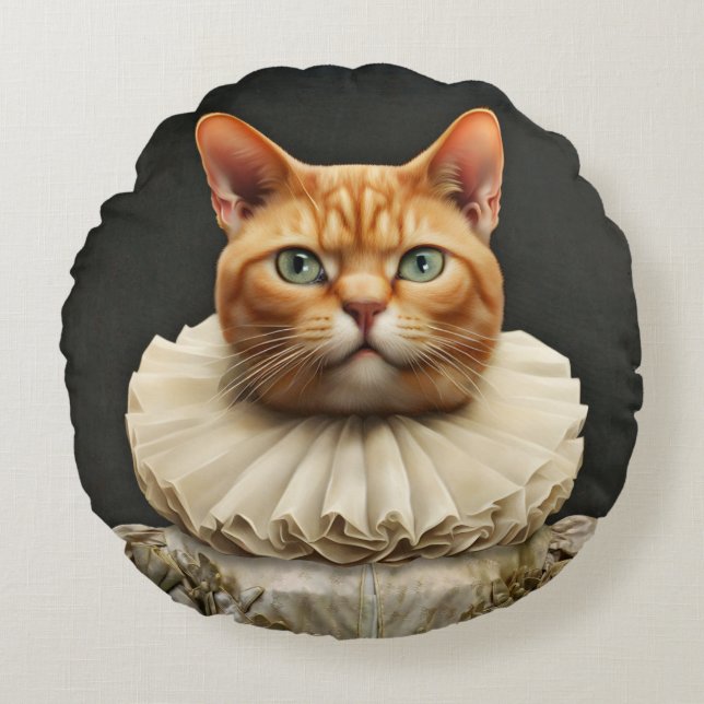 Regal Cat Rond Kussen (Voorkant)