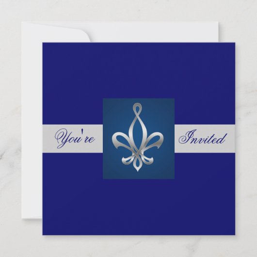 Regal Celtic Fleur Blue All Occasion Invitation Kaart (Voorkant)