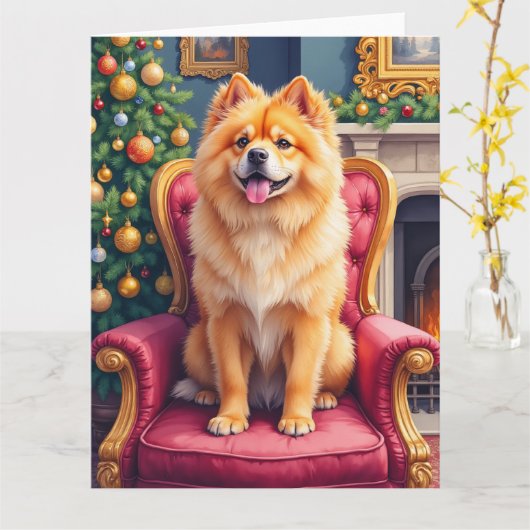 Regal Chow Chow by Grand Christmas Tree Holiday Kaart (Gele Bloem)