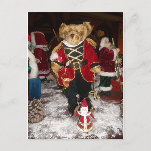 Regal Christmas Teddy Bear Holiday Art Print Feestdagenkaart (Voorkant)