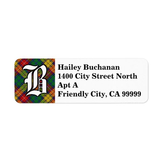 Regal Clan Buchanan Tartan Monogram Etiket (Voorkant)