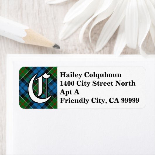 Regal Clan Colquhoun Tartan Monogram Etiket (Insitu)