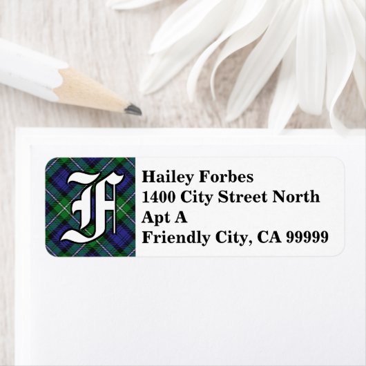 Regal Clan Forbes Tartan Monogram Etiket (Insitu)