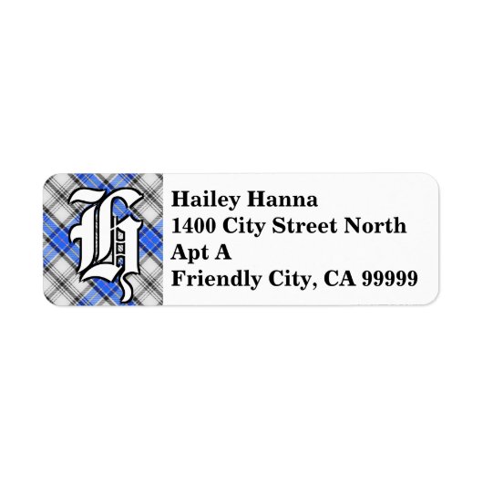 Regal Clan Hannay Tartan Monogram Etiket (Voorkant)