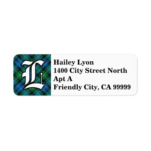 Regal Clan Lyon Tartan Monogram Etiket (Voorkant)