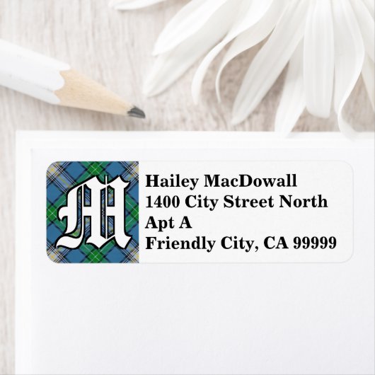 Regal Clan MacDowall Tartan Monogram Etiket (Insitu)