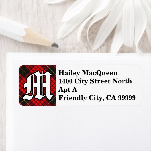 Regal Clan MacQueen Tartan Monogram Etiket (Insitu)