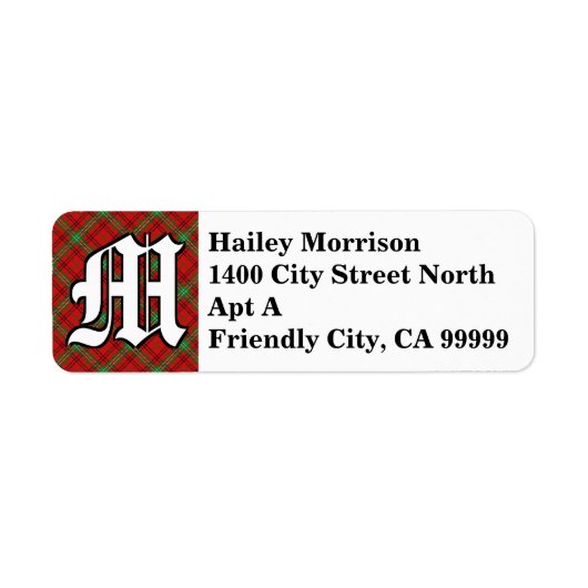 Regal Clan Morrison Tartan Monogram Etiket (Voorkant)
