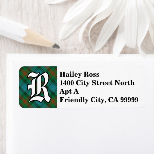 Regal Clan Ross Tartan Monogram Etiket (Insitu)