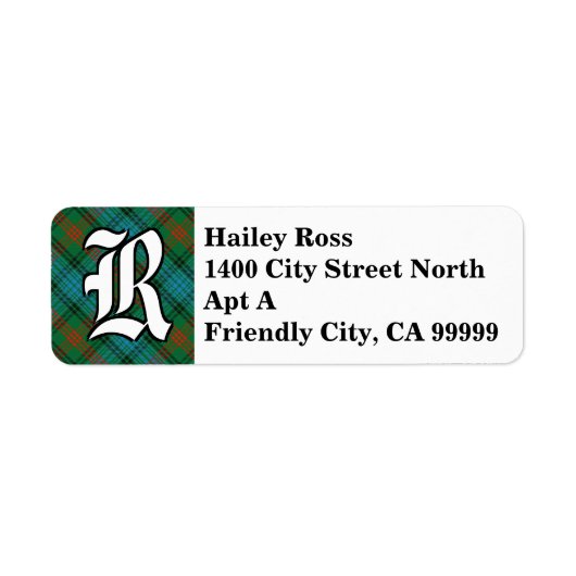 Regal Clan Ross Tartan Monogram Etiket (Voorkant)