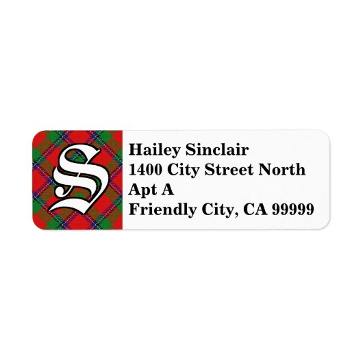 Regal Clan Sinclair Tartan Monogram Etiket (Voorkant)