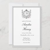 Regal Classic Formeel Monogram Crest Bruiloft Kaart (Voorkant)