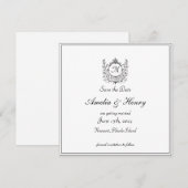 Regal Classic Formeel Monogram Crest Bruiloft Save The Date (Voorkant / Achterkant)
