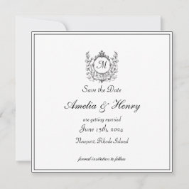 Regal Classic Formeel Monogram Crest Bruiloft Save The Date