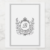 Regal Classic Formeel Monogram Crest Bruiloft Wijn Etiket (Enkel label)