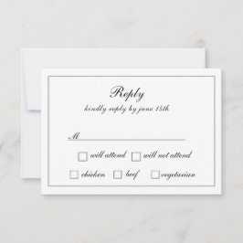 Regal Classic formele zwart-wit bruiloft RSVP Kaartje
