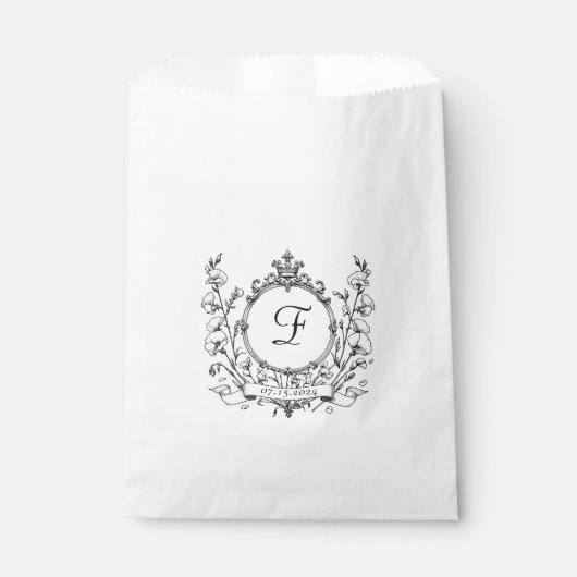 Regal Classic Monogram Crest Wedding Food Bedankzakje (Voorkant)