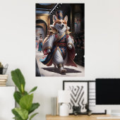 Regal Corgi in het Royal Robe op Mode Poster (Thuiskantoor)