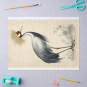 Regal Crane Staande In Een Rustige Decoupage Scene Tissuepapier (Craft)