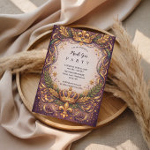 Regal Crown Fleur-de-Lis Mardi Gras Kaart