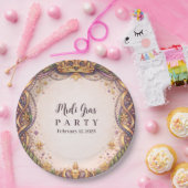 Regal Crown Fleur-de-Lis Mardi Gras Papieren Bordje (Feest)