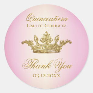 Regal Crown Quinceanera Dank u Ronde Sticker