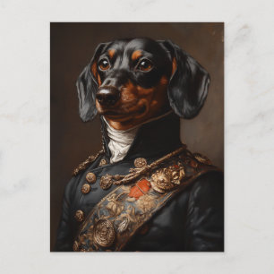 Regal Dachshund in Napoleontisch militair uniform Briefkaart