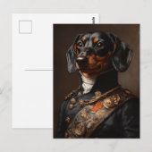 Regal Dachshund in Napoleontisch militair uniform Briefkaart (Voorkant / Achterkant)