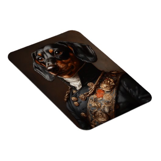 Regal Dachshund in Napoleontisch militair uniform Magneet (Rechterzijde)