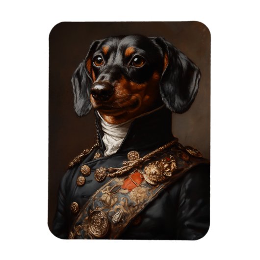 Regal Dachshund in Napoleontisch militair uniform Magneet (Verticaal)