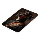 Regal Dachshund in Napoleontisch militair uniform Magneet (Linkerzijde)