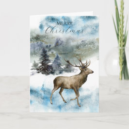 Regal Deer in een Snowy Woodland kerstkaart Kaart