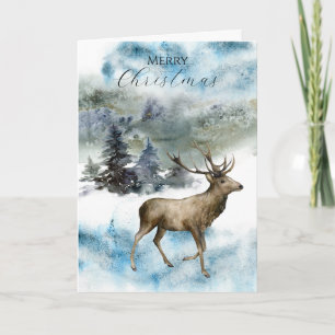 Regal Deer in een Snowy Woodland kerstkaart Kaart