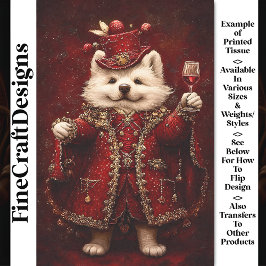 Regal Dog in Red met rode wijn AW8 Decoupage Tissuepapier