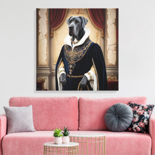 Regal Dog in Renaissance-kleding - Digitale kunst  Canvas Afdruk