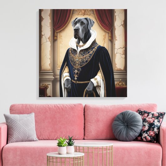 Regal Dog in Renaissance-kleding - Digitale kunst  Canvas Afdruk (Insitu (Woonkamer))