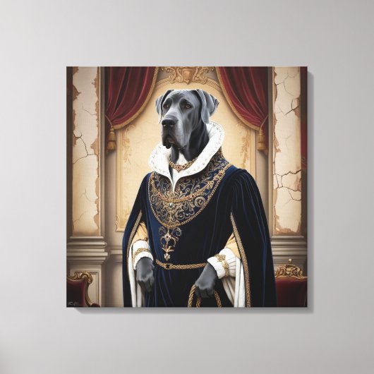 Regal Dog in Renaissance-kleding - Digitale kunst  Canvas Afdruk (Voorkant)