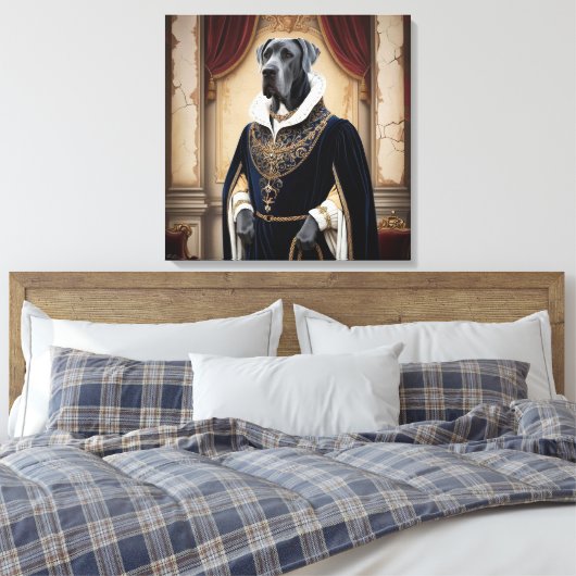 Regal Dog in Renaissance-kleding - Digitale kunst  Canvas Afdruk (Insitu (Slaapkamer))