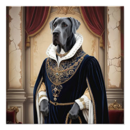 Regal Dog in Renaissance-kleding - Digitale kunst  Foto Afdruk