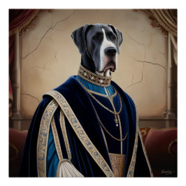 Regal Dog in Renaissance-kleding - Digitale kunst  Perfect Poster