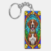 Regal Dog Portrait met overdadig gouden Lijst Sleutelhanger (Voorkant Links)
