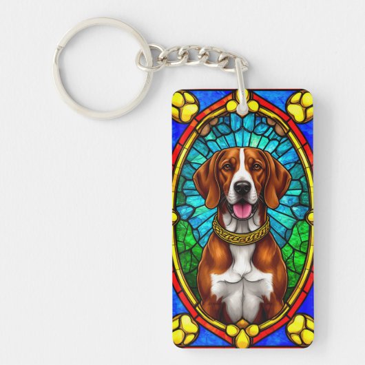 Regal Dog Portrait met overdadig gouden Lijst Sleutelhanger (Voorkant)