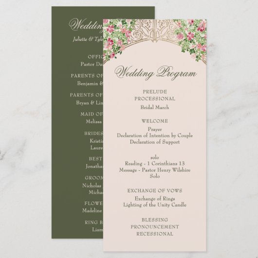 Regal Doors Elegant Faux Foil Wedding Programmakaart (Voorkant / Achterkant)