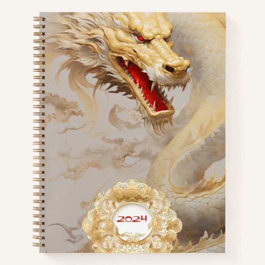 Regal Dragon Lore: aangepaste gouden draak Notitieboek (Voorkant)