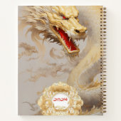 Regal Dragon Lore: aangepaste gouden draak Notitieboek (Achterkant)