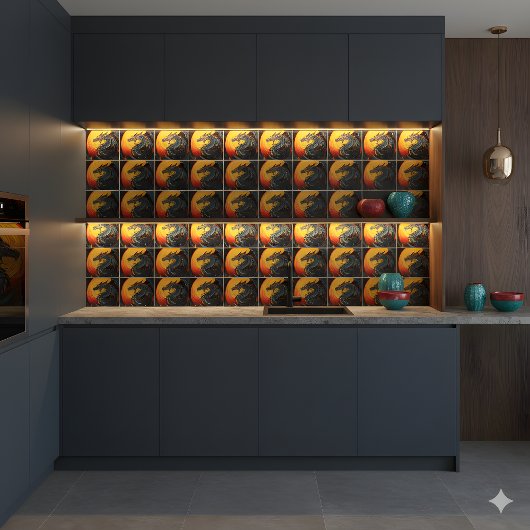 Regal Dragon Under the Full Moon Keramische Tegel Tegeltje