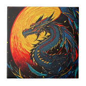 Regal Dragon Under the Full Moon Keramische Tegel Tegeltje (Voorkant)
