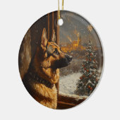 Regal Duitse herder kerstboom olieverfschilderij Keramisch Ornament (Links)