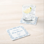 Regal Dusty Blue Baroque Lijst Baby shower Kartonnen Onderzetters (Insitu)